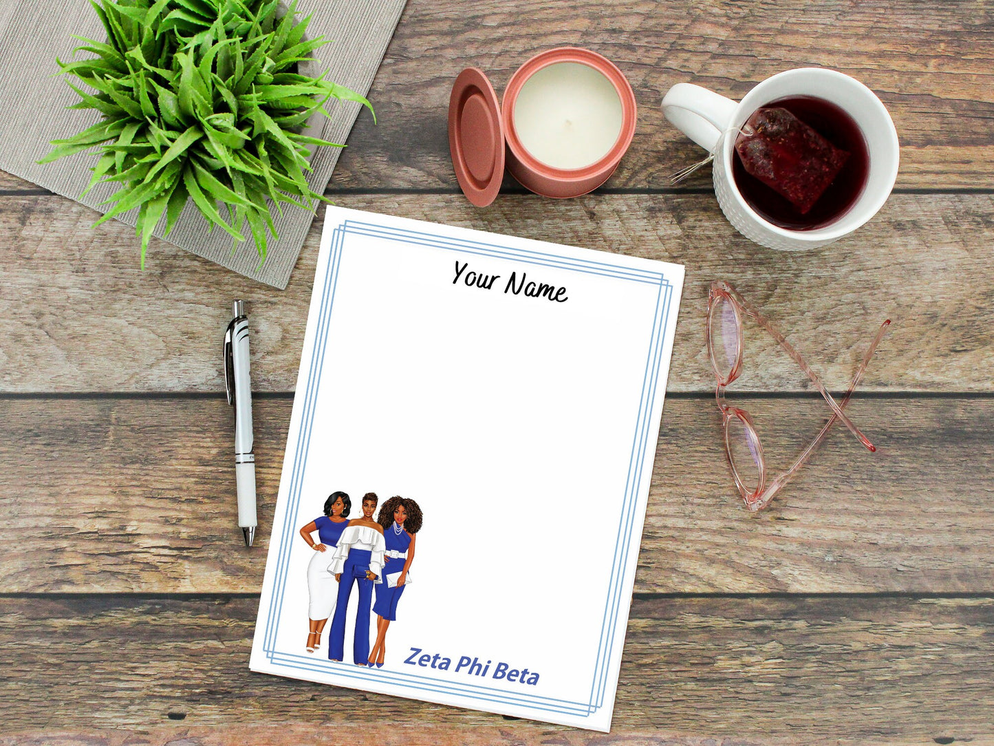 Personalized Zeta Phi Beta Notepad with 70 pages, 5.25" x 7.25"