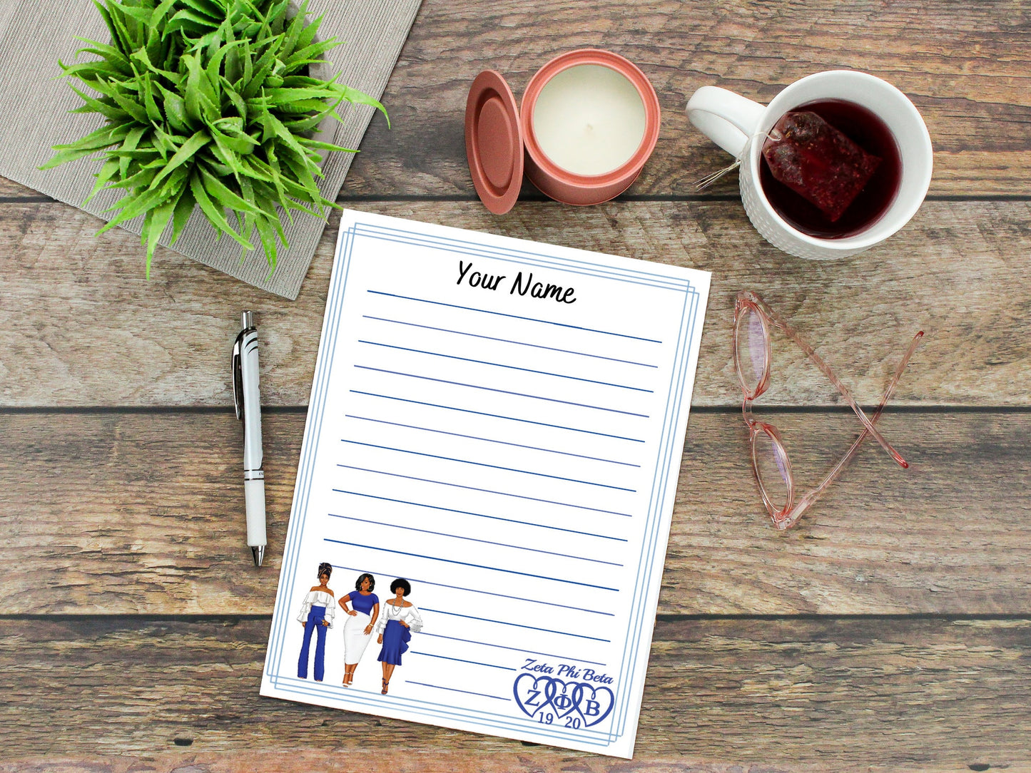 Personalized Zeta Phi Beta Notepad with 70 pages, 5.25" x 7.25"