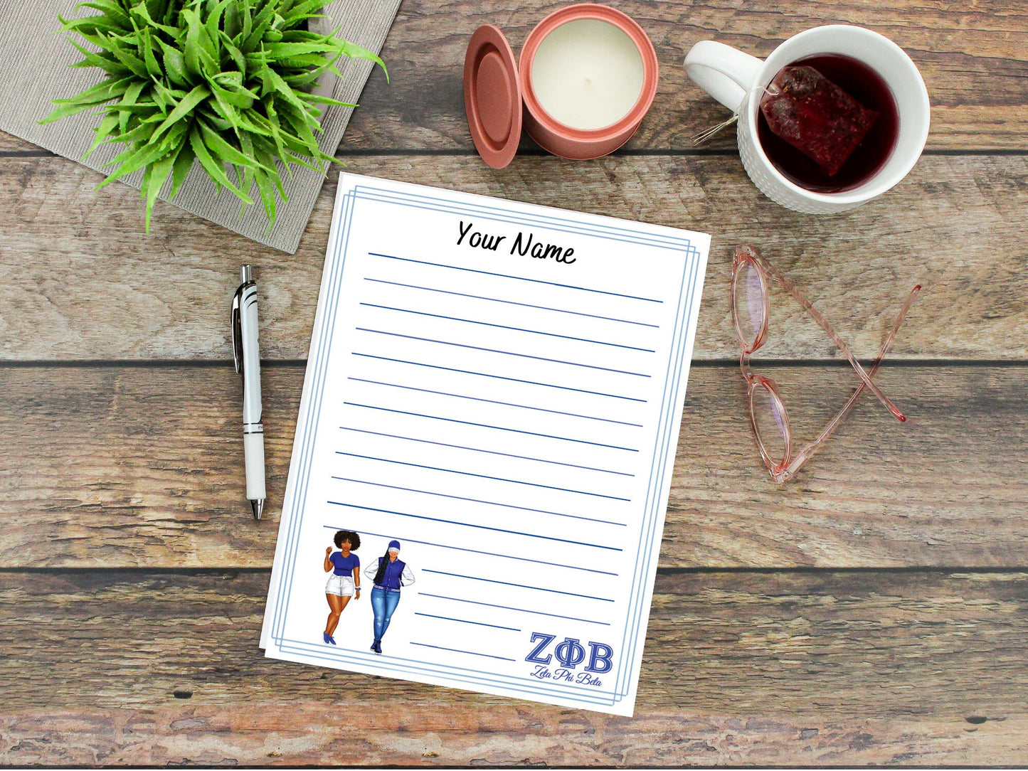 Personalized Zeta Phi Beta Notepad with 70 pages, 5.25" x 7.25"