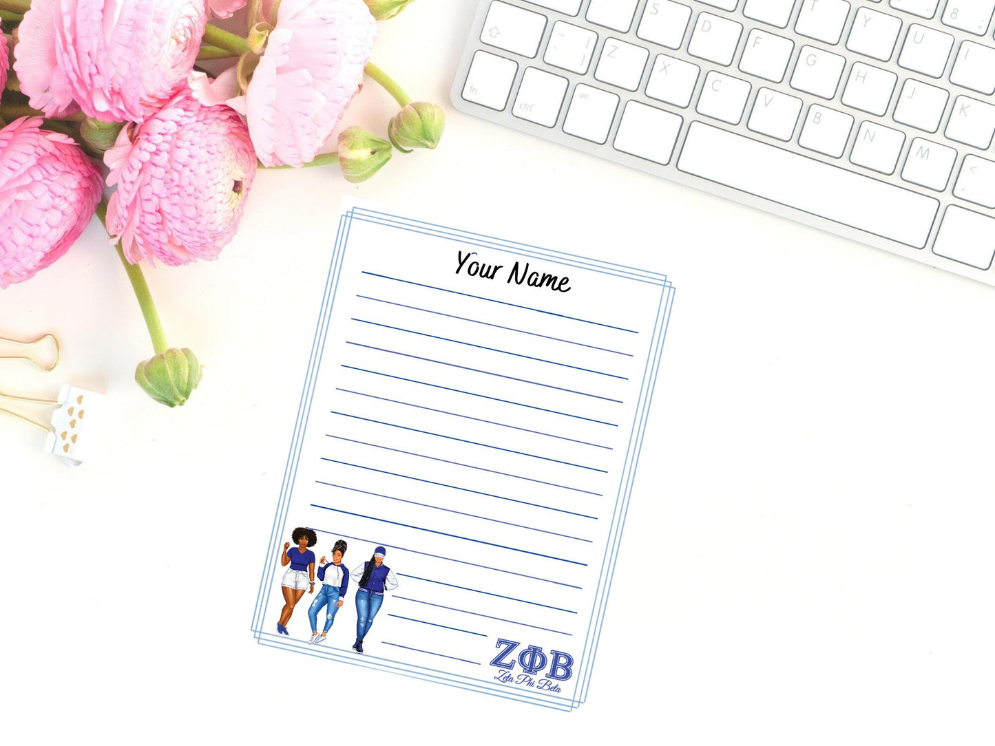 Personalized Zeta Phi Beta Notepad with 70 pages, 5.25" x 7.25"